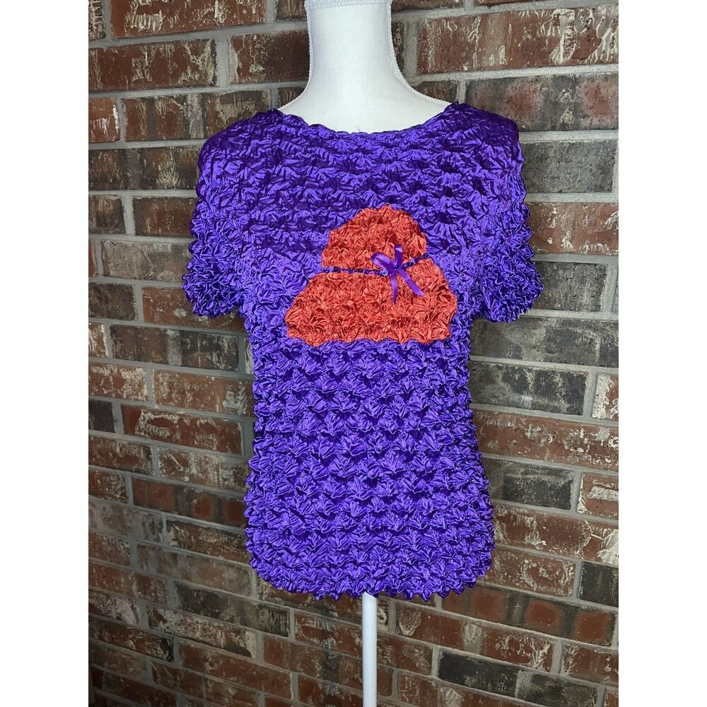 Origami Magic Scarf Purple Crinkle Shirt One Size Purple Y2K 00s Short Sleeve